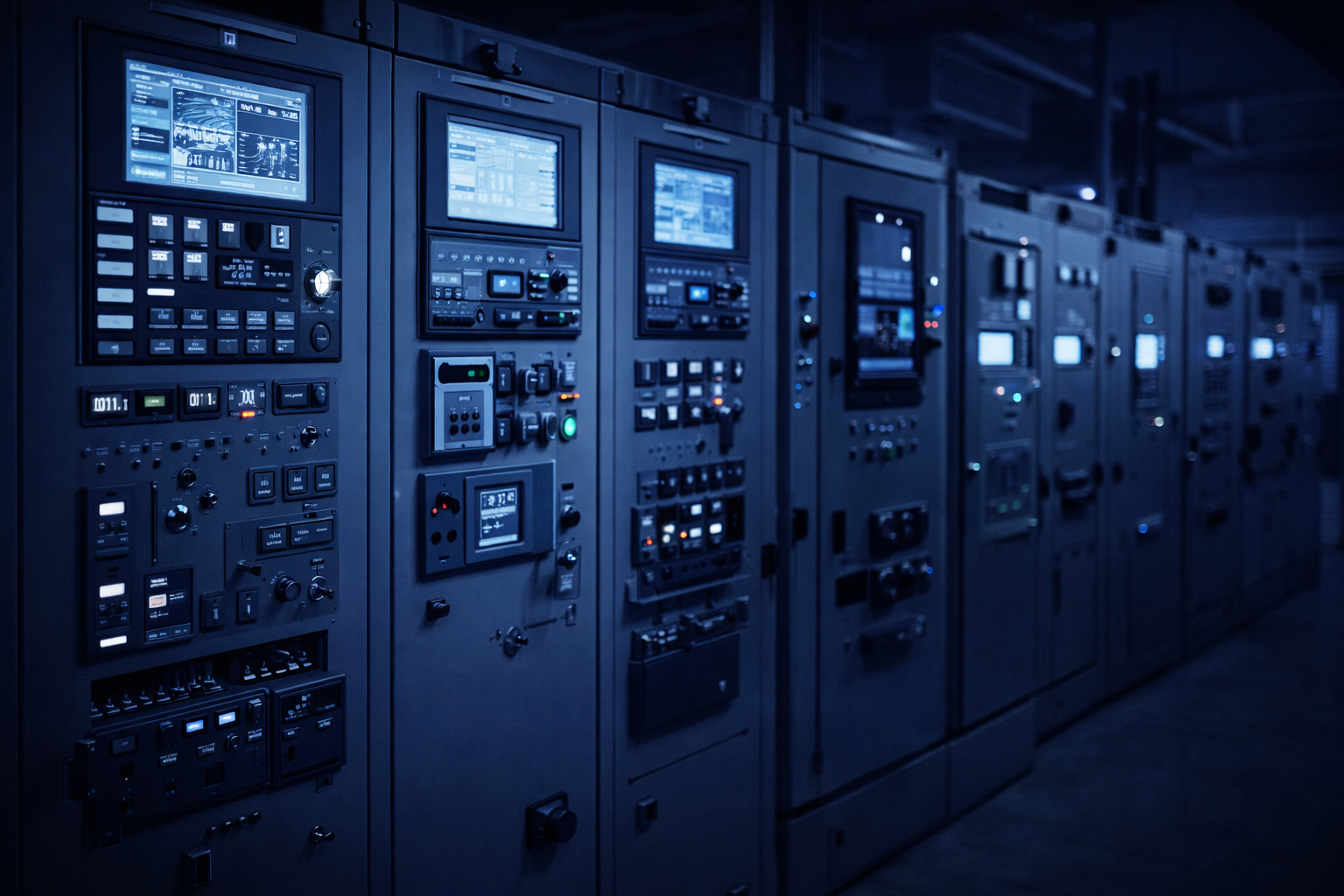 Endüstriyel otomasyon kontrol panosu ve sensörler